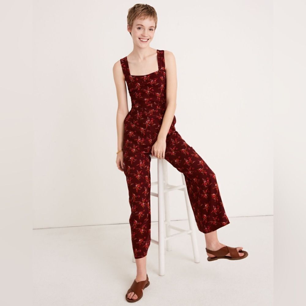 Madewell Apron Bow-Back Jumpsuit in Windowbox Floral size 4